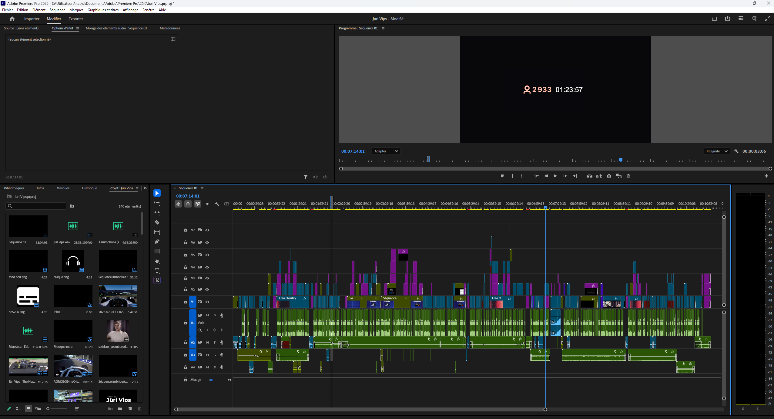 Timeline du montage Juri Vips dans Premiere Pro