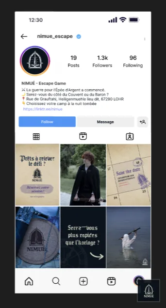 Profil Instagram NIMUÉ · grille éditoriale